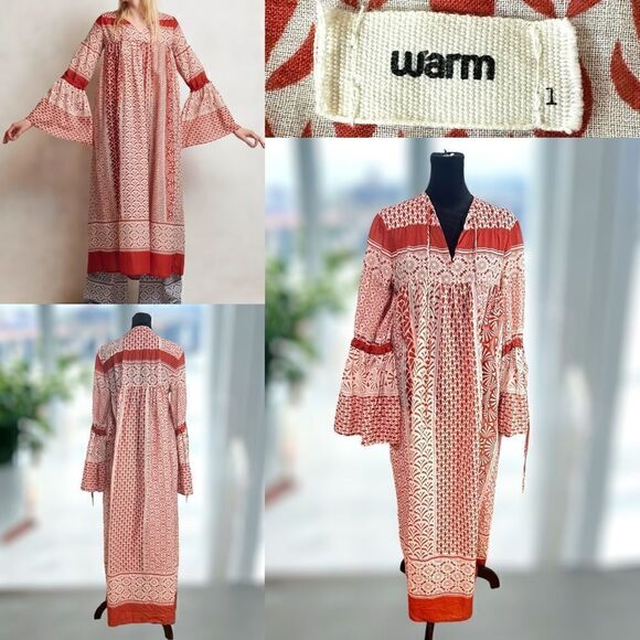 WARM NY 2017 Runway Bell Flare Sleeve Bohemian dress Size Small - Picture 1 of 16